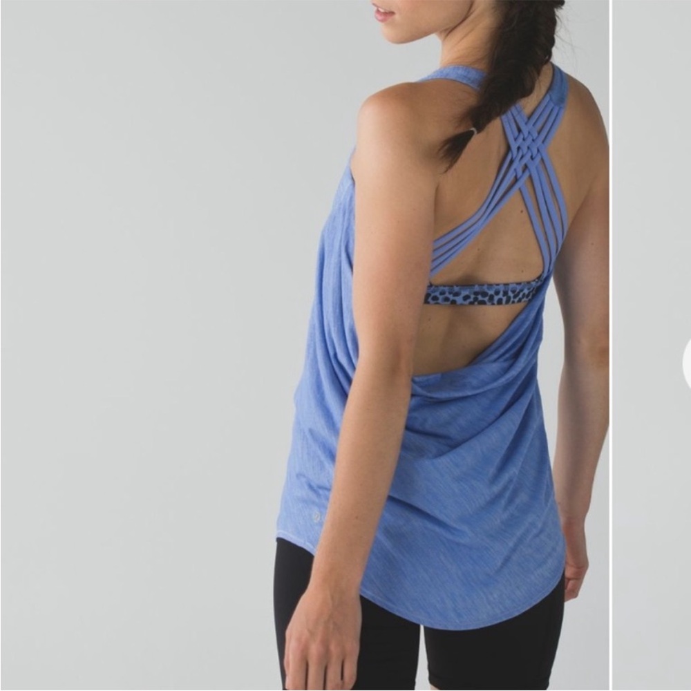 Lululemon wild tank lullaby periwinkle leopard spots sports bra tank work out 4